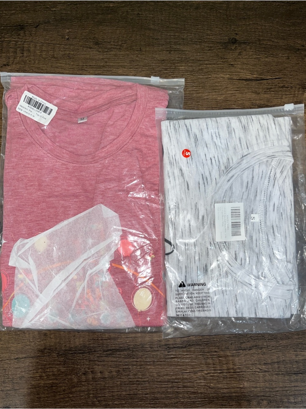 Amazon Women's Short-Sleeve Tee Set - Pink and Heathered White size S/M